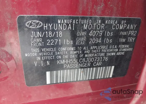 2018 Hyundai Elantra Gt Sport from USA, damaged, VIN KMHH55LC8JU073176